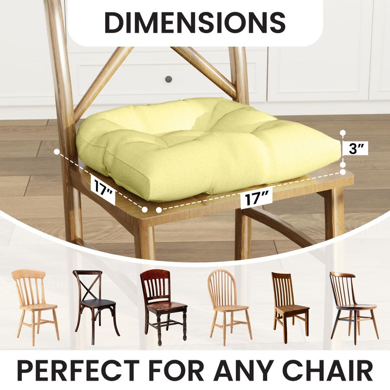 Klear Vu وسائد كراسي طعام غير قابلة للانزلاق من كليار فيو جريبر، مبطنة بشكل زائد، عالمية للاستخدام في المطبخ أو المكتب، وسادة مقعد على شكل حرف U، 17x17 بوصة، 2 قطعة (عبوة من 1)، أصفر صلب - Image 3